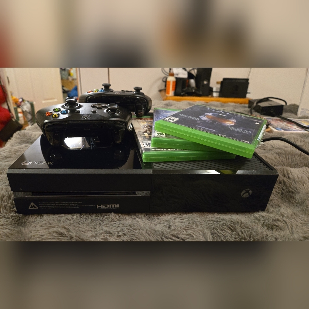 Xbox One Console with Controllers and Games